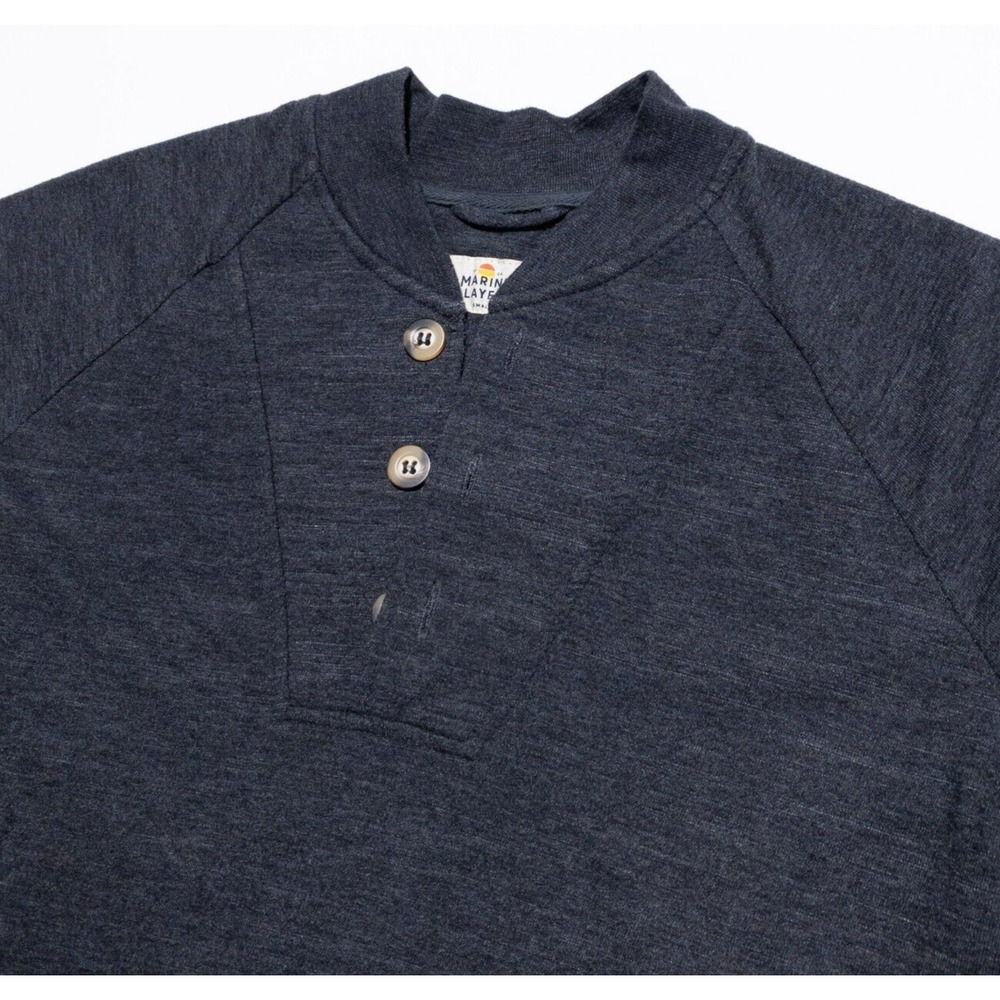 Marine Layer Sweater Men's Small Henley Pullover USA Cotton Polyester Rayon Gray - Picture 4 of 8